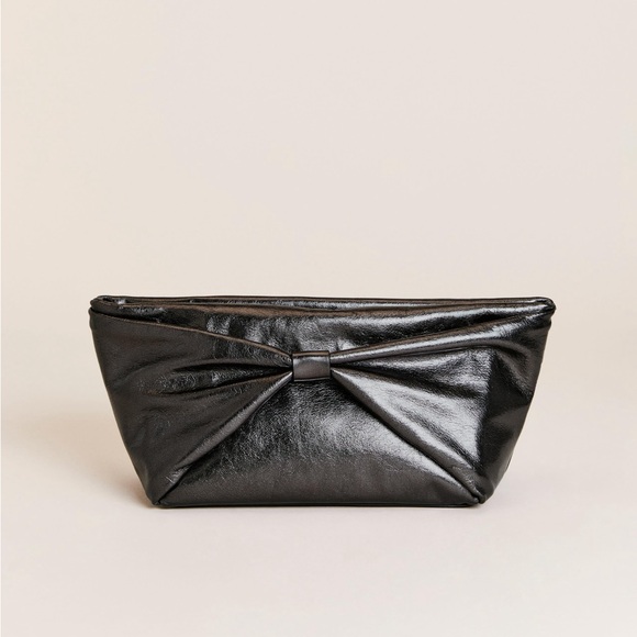 Reformation Silvana Clutch gunmetal leather NWT - Picture 2 of 3
